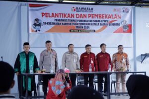 Panwaslu Kecamatan Kampar Lantik 77 Orang Pengawas TPS Sekaligus Pembekalan
