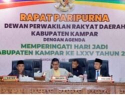 Pasca Penetapan Oleh KPU, DPRD Kampar Gelar Rapat Paripurna Umumkan Bupati/Wakil Bupati Kampar Terpilih