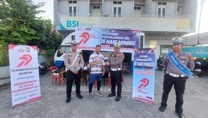 Tedogak Berlari’ Kota Rengat, SIM Keliling Satlantas Polres Inhu Hadir Berikan Layanan 