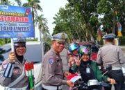 Polantas Menyapa, Subdit Kamsel Ditlantas Polda Riau Tebar Semangat Merah Putih kepada Pengendara