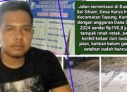 Gawat!! Sekdes Karya Indah M. Nur Diduga Selewengkan Anggaran Mencapai Rp.190 Juta untuk Jalan Semenisasi di Dusun I Sei Sibam