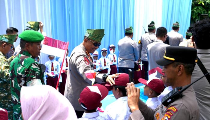 Dankorbrimob dampingi Kapolri Peresmian 27 Jembatan Merah Putih Presisi Tahap I dan Ground Breaking 83 Jembatan Tahap II di Kampar