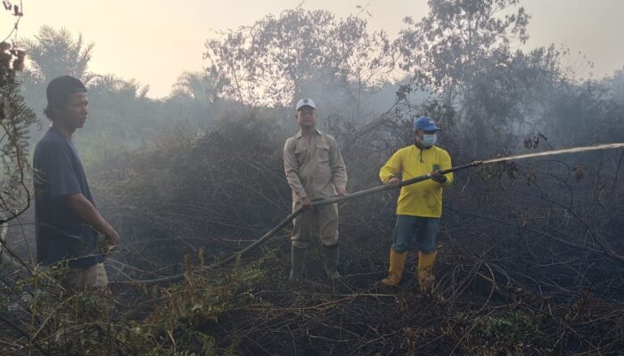 Camat TPTM Muhammad Zuhri bersama stakeholder berjibaku  memadamkan karhutla di Kepenghuluan labuhan papan