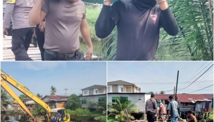 Gotong Royong Bersama, Sinergi Polri Aparatur Pemerintah dan Masyarakat Bongkar Material Jembatan Penghubung Kelurahan Bumi Ayu dan Bukit Datuk