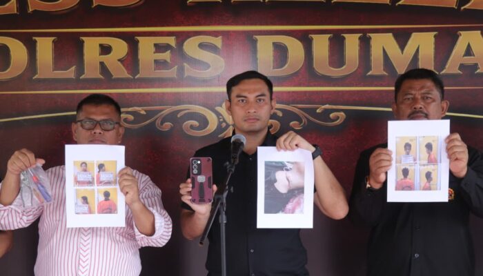 POLRES DUMAI BERHASIL UNGKAP PELAKU CURAS YANG MENYAYAT LEHER KORBAN, SATU PENADAH JUGA DIAMANKAN