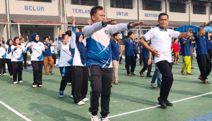 Lapas Bengkalis Gelar Senam Pagi Bersama Warga Binaan, Wujudkan Kebugaran dan Kebersamaan